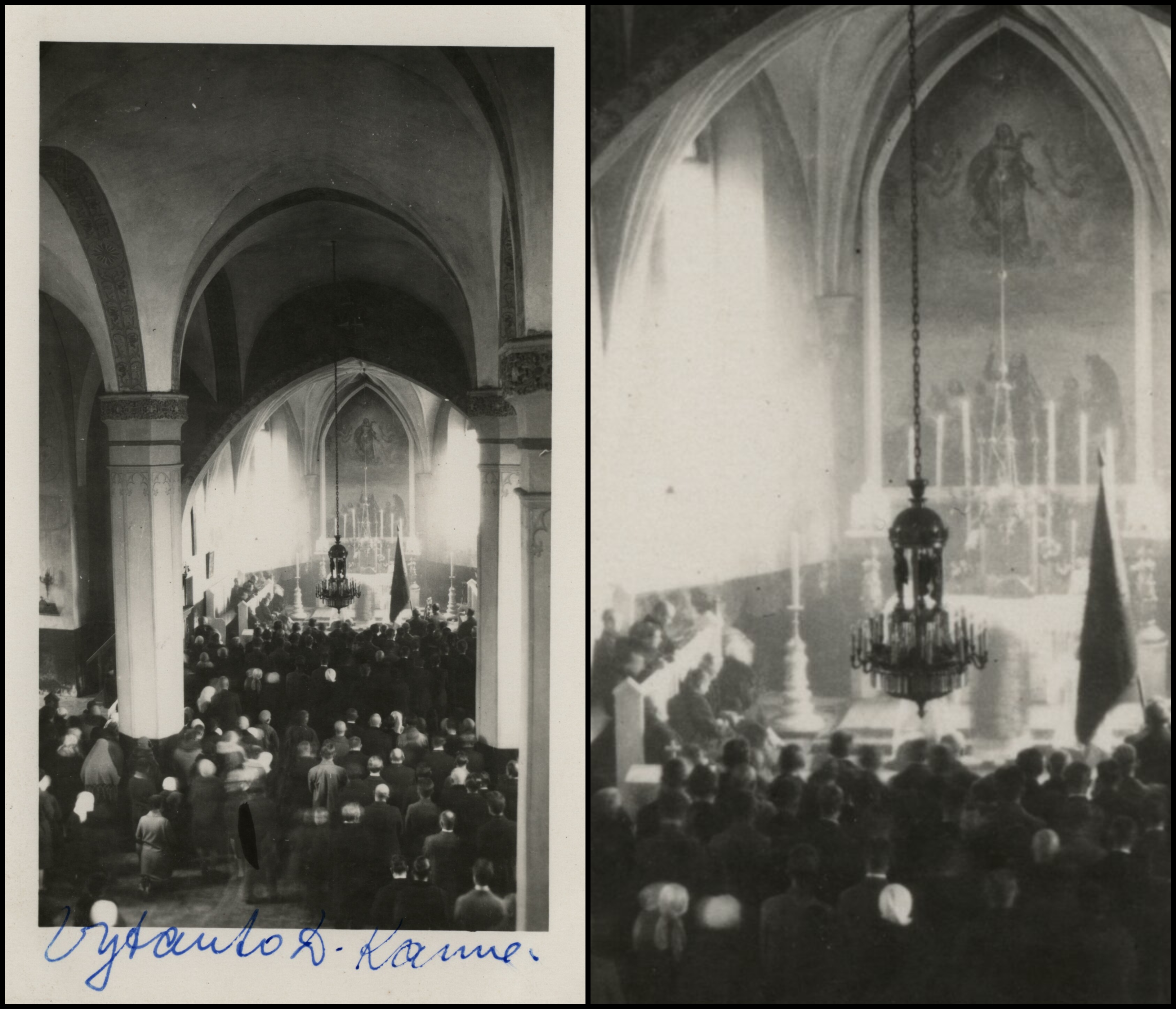 Chandelier, the church of the Assumption of the Blessed Virgin Mary (Vytautas the Great) in Kaunas. Photo by V. Uždavinys,  around 1929, in: Šiauliai ‘Aušra’ museum, ŠAM F-SF 3954/17