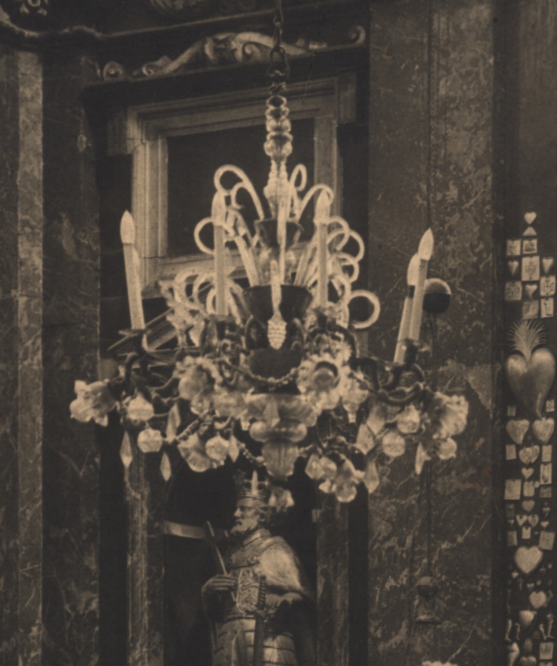 Chandelier at the Chapel of Saint Casimir of the Cathedral Basilica of Vilnius. Fragment of photo by Jan Bułhak, 1931, in: Lietuvos dailės muziejus, inv. Nr. Fi-106