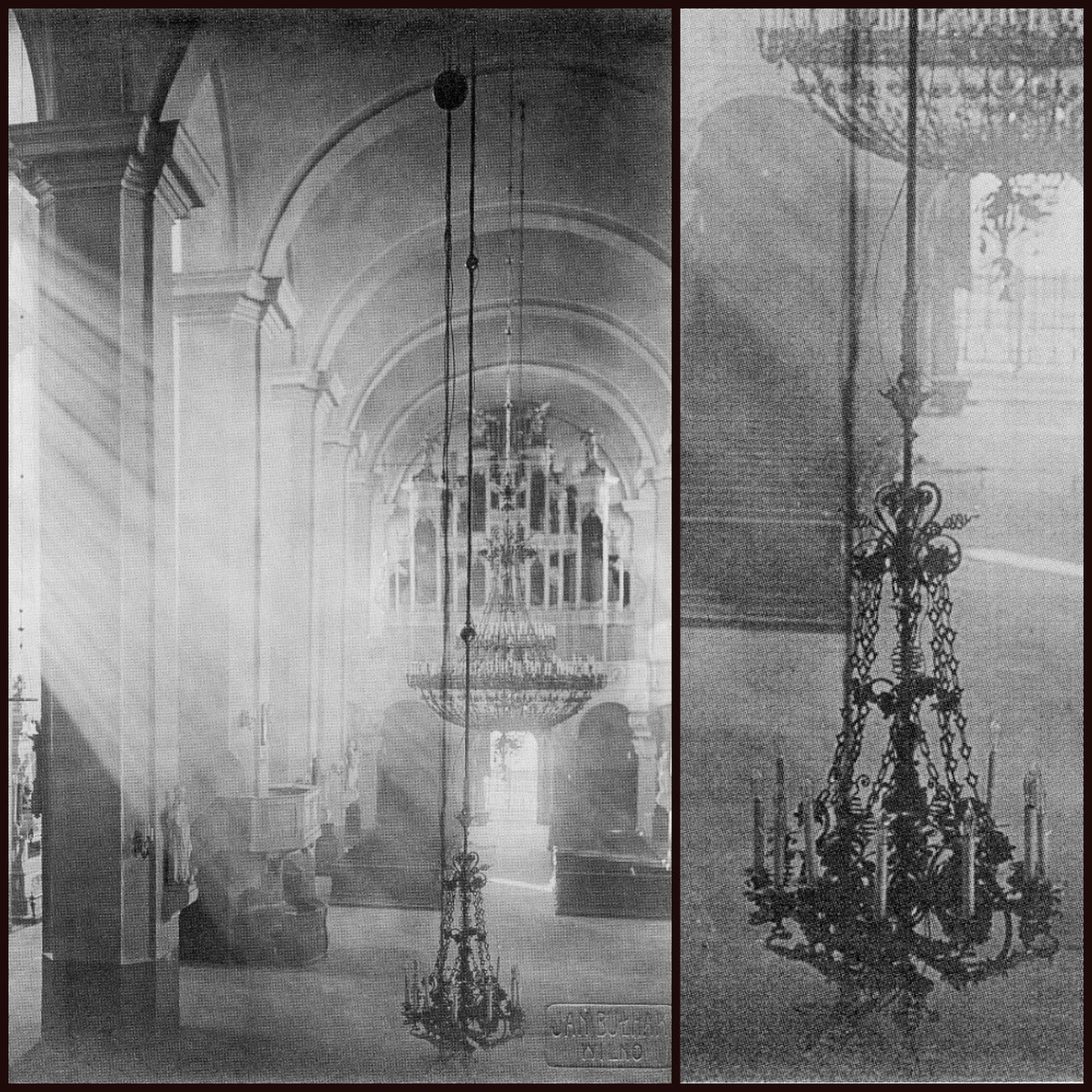 Lost chandelier. Photo by Jan Bułhak, 1912–1915, Vilnius, from: Jan Bułhak, Vilnius, II knyga, sudarė Jūratė Gudaitė, Vilnius: Lietuvos nacionalinis muziejus, 2013, il. 245